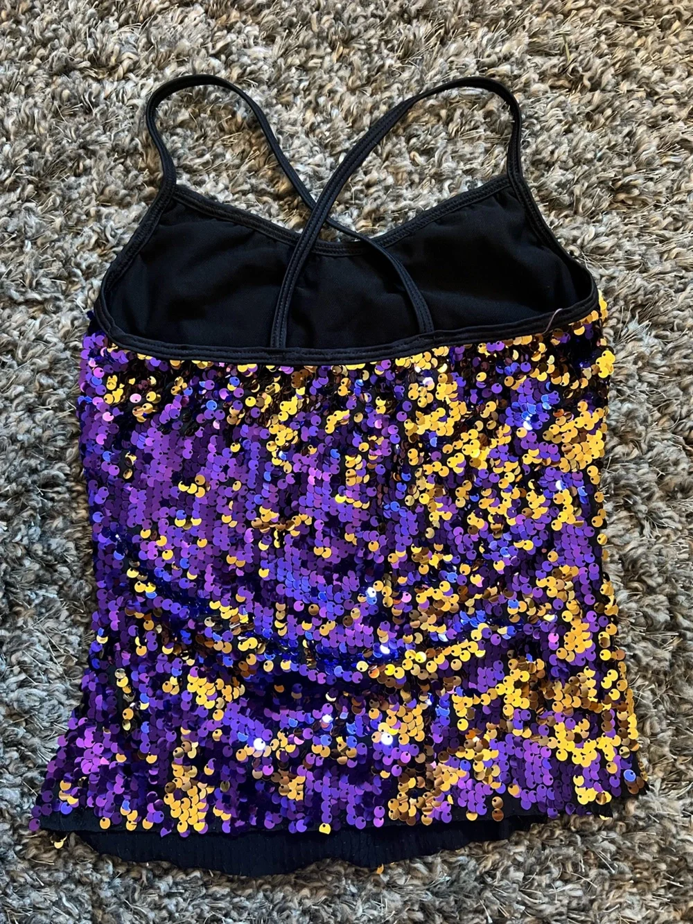 Black Tank with Purple and Gold Sequins - Adult Small